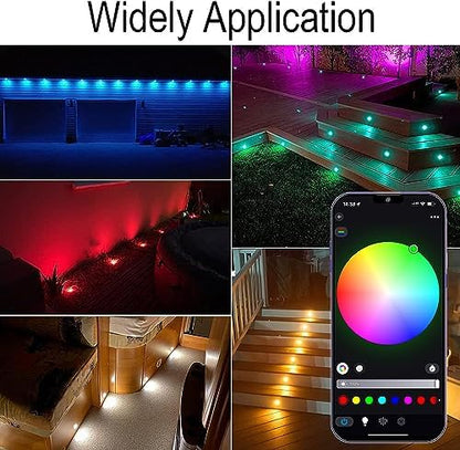 INDARUN RGBW WiFi Led Decking Lights Waterproof IP67 Ø31MM 12V - Led Plinth Light Kits for Terrace/Patio/Path/Garden/Decoration, 20 Packs