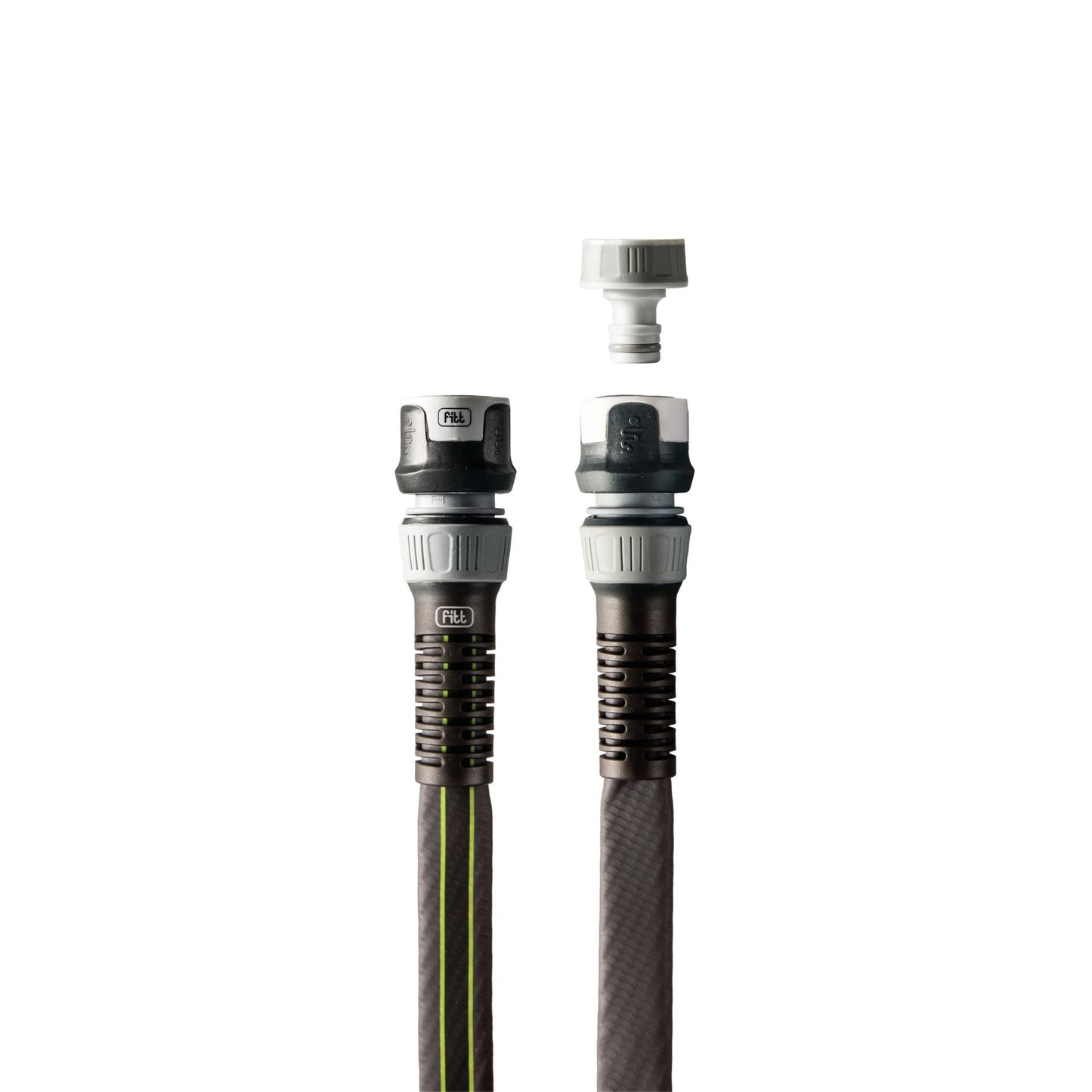 FITT Force 5/8" 20m, Garden Water Hose for Irrigation, Compact, Light and Resistant for Intensive use, with Multi-Jet Gun, Grey with Green Stripes