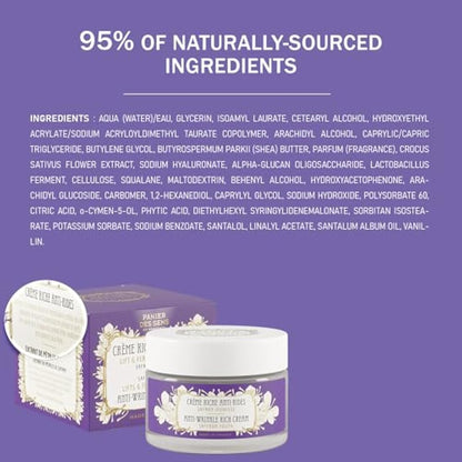 Panier des Sens - Anti Aging Face Cream - with Hyaluronic Acid + Saffron Extract - Anti Wrinkle and Lift - Skin Care for Women Made in France - Facial Moisturiser 95% Natural Ingredients –50 ml