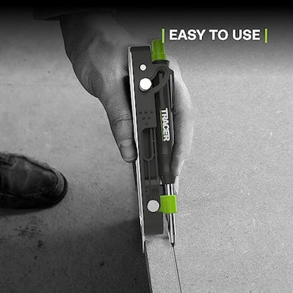 Tracer ProScribe Tool with Deep Hole Pencil, Lead Holster and Carry Case (DIY, Woodworking, and Carpentry Multi-Function Scribe Tool)