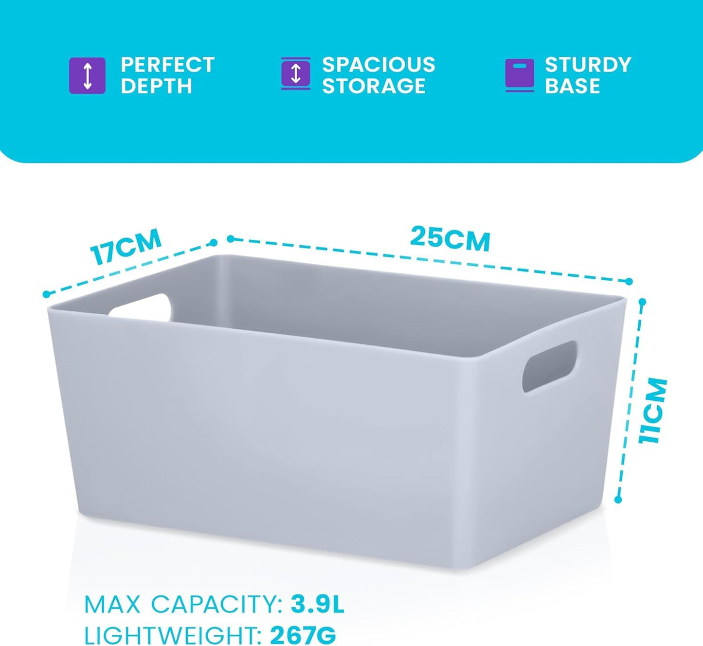 Niftii Storage Boxes | Kitchen Storage & Organisation Baskets 5-Pack 3.9L