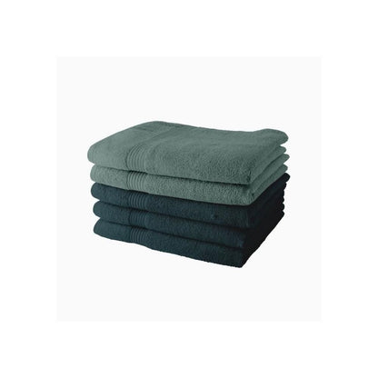 TODAY Set of 5 Bath Sheets 70 x 130 cm 100% Cotton - 3 Peacock + 2 Celadon