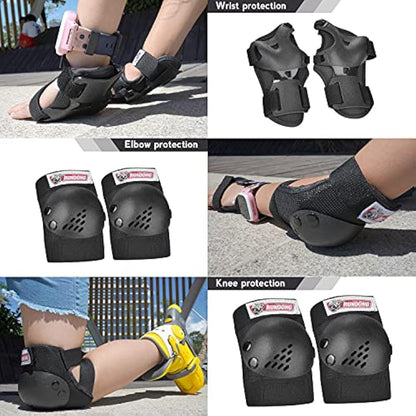Youth/Kids Knee Pads Elbow Pad Wrist Guards Protective Gear Set for 3-15 Years Child Roller Skates Skateboard Inline Rollerblading Cycling BMX Bike Skating Scooter Riding and Other Outdoor Sports