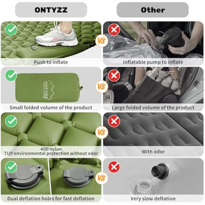 ONTYZZ Car Inflatable Bed Car Mattress SUV Air Mattress 2 Person Airbed for Travelling Camping Mat Self Inflating Sleeping Mats with Foot Pump & Cushion Inflatable Camping Bed 183 * 13 * 7CM