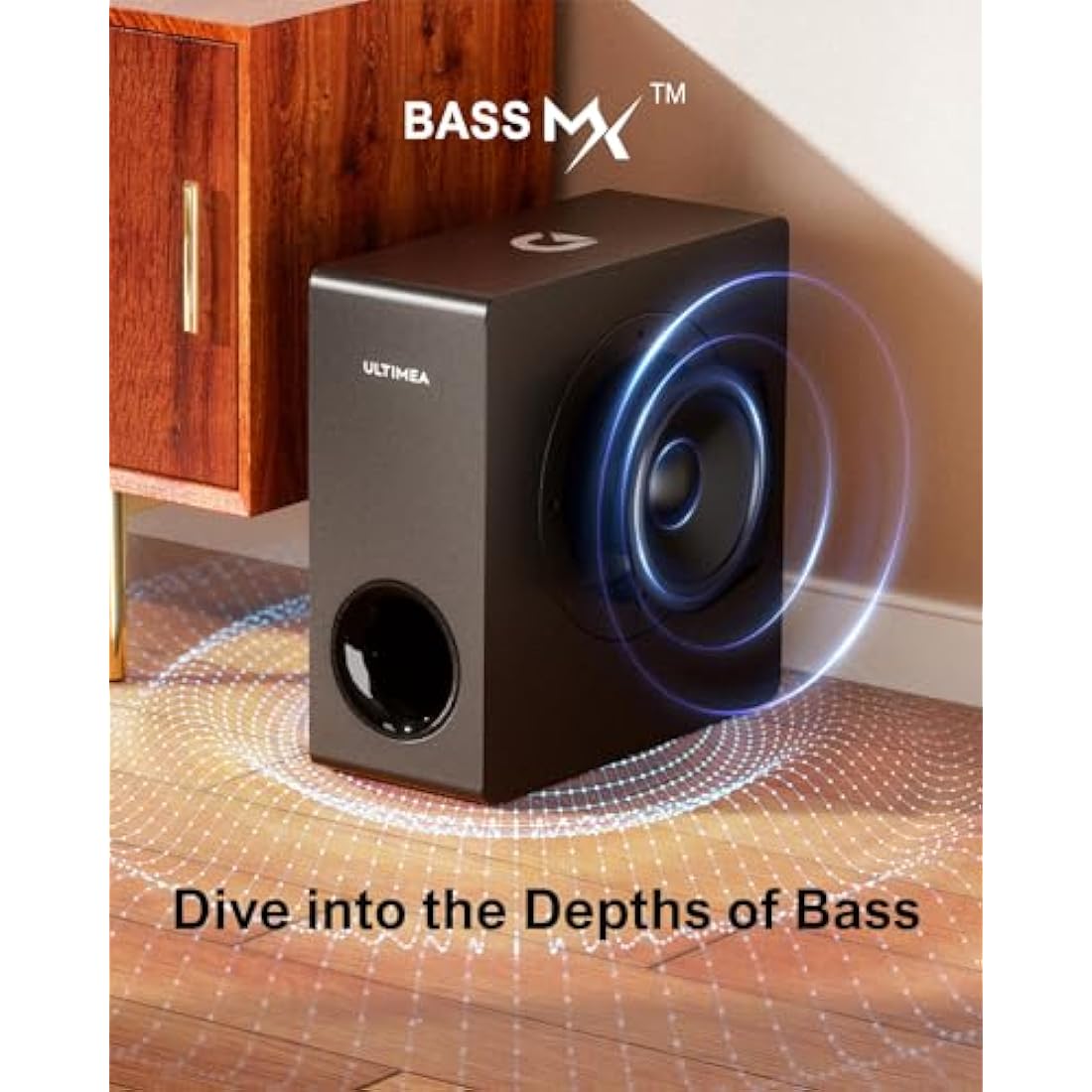 ULTIMEA 4.1ch Sound Bar for Smart TV with Subwoofer, App, Peak Power 200W, 2-in-1 Detachable Bluetooth 5.3 Soundbar, Bass Adjustable, 3 EQ Modes TV Sound Bar, ARC/Optical/Aux, Apollo S50 2025 Version