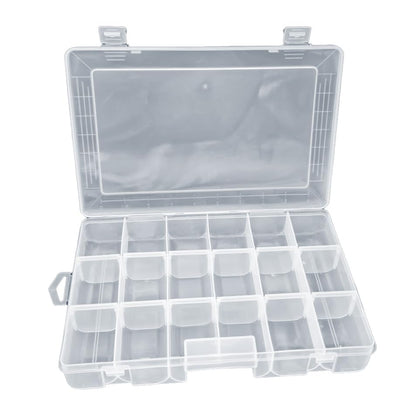 SHC Web Medium Adjustable 18 Compartment Box - Craft/Hobby Organiser Case for Beads/Findings/Sewing/Embroidery/Parts Storage - Removable Dividers