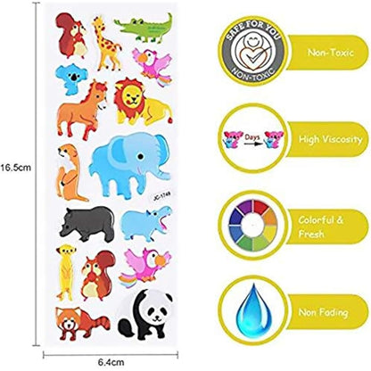 Vicloon 3D Stickers for Kids, 22 Variety Sheets Puffy Stickers, 550+ Children Sticker for Party Rewarding Gifts Scrapbooking Including Animals Fish Dinosaurs Numbers Fruits Trucks Butterfly and More