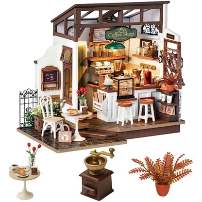 Rolife Model Kit NO.17 Café Shop-DIY Miniature House Kit For Adults Mini House Building Kit Dollhouse Model Home Desk Decoration Gift Idea DG162