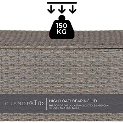 Grand patio Deck Box Outdoor 480L Large Storage Box with Lid Graden Furniture Storage Box Cushion Box with Smooth Wheels Easy to Move Storage Containers for Tools Pool Accessory Pillows -Light Brown