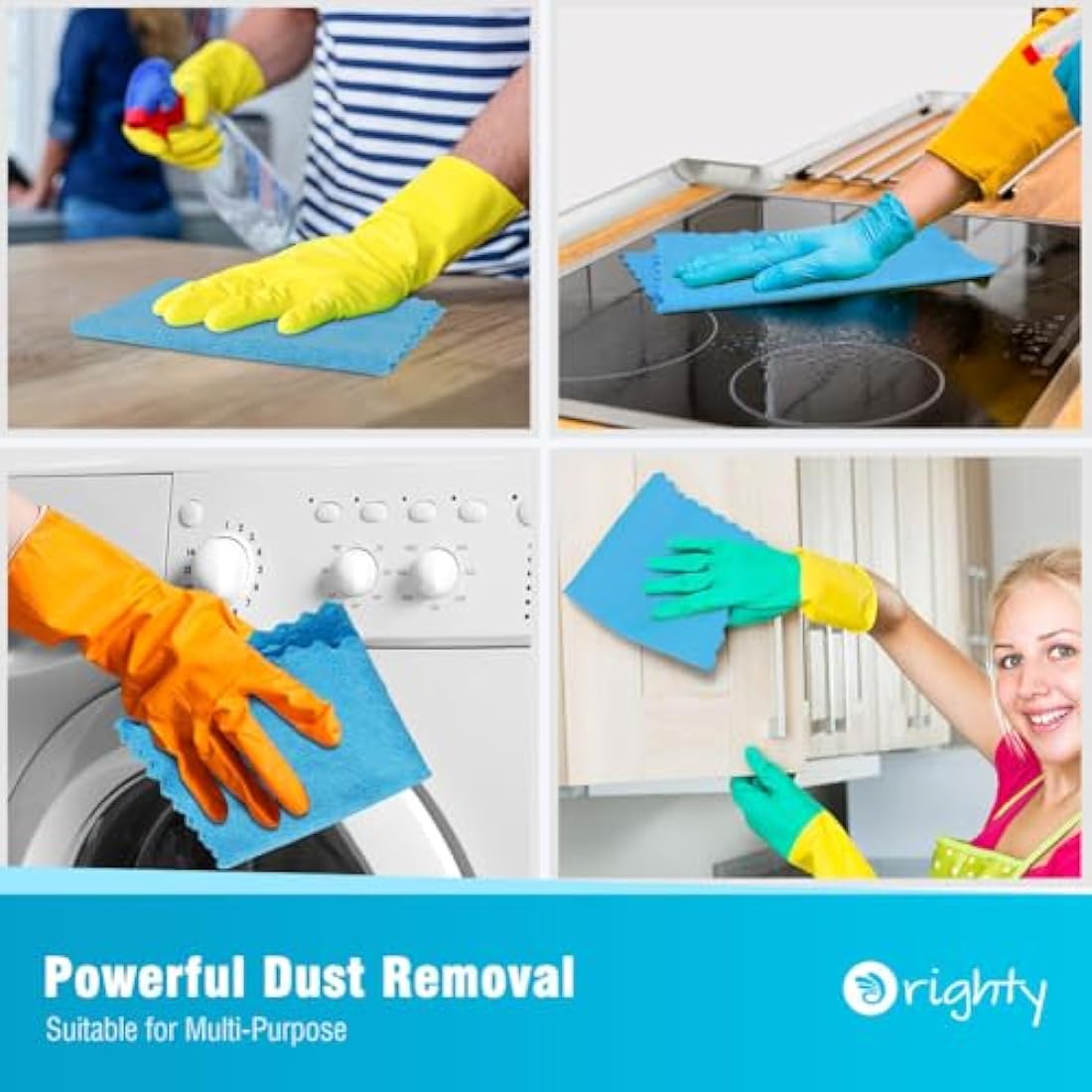 Orighty Cleaning Cloths, Shop Towels 200 Pack, Shop Rags Reusable, Microfiber Cleaning Rags Bulk for Cars, Multi-Purpose Lint Free Towels for Automotive, Mechanic, Kitchen, 29.2 x 29.2cm, Blue