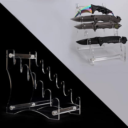 Comphic Acrylic Knife Display Stand - 6-Tier Detachable Knife Rack, Light Weight Pocket Knife Storage Rack