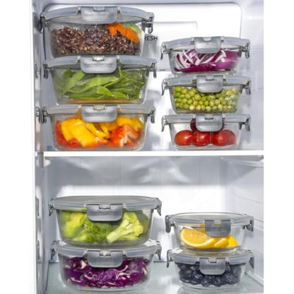 Igluu Meal Prep Glass Containers with Airtight Lids 10 Pack Round 2 Sizes 950ml and 400ml BPA-Free Meal Prep Containers Reusable – Borosilicate Glass, Oven Safe