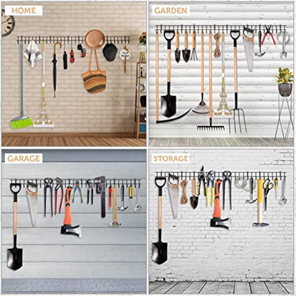 zacurter Garden Tool Rack Garage Tool Organizer Wall Mount Tool Holder Yard Hangers Organizer Heavy-Duty Hook Wall Storage Rack Holds Garden Tools, Shovels, Rakes, Hoses, Ropes (64 inches/160cm)