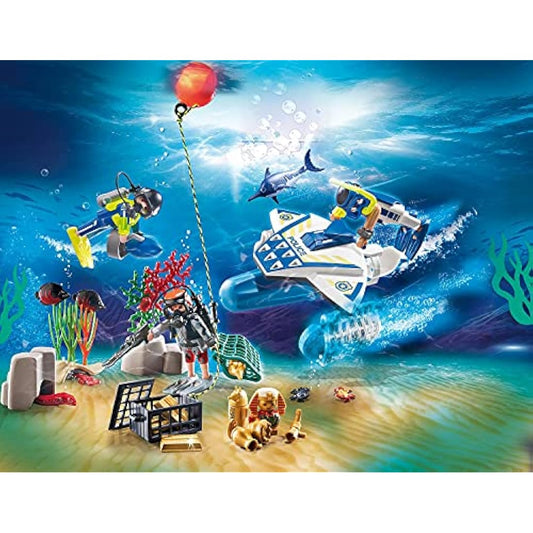 Playmobil 70776 Advent Calendar Bathtime Fun Police Diving Mission, Fun Imaginative Role-Play, PlaySets Suitable for Children Ages 4+