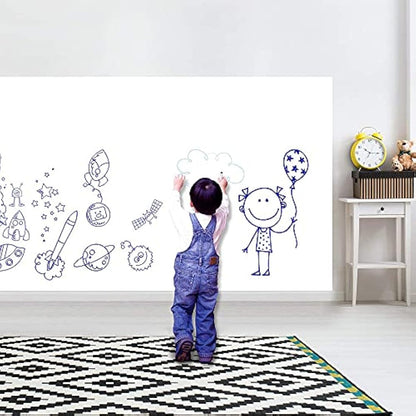 Whiteboard Paper Sticker Roll 44 x 200cm (17.3" X 78.7") DIY Self-Adhesive Dry Erase Paper Film Chalkboard Wallpaper for Home Office School Memo