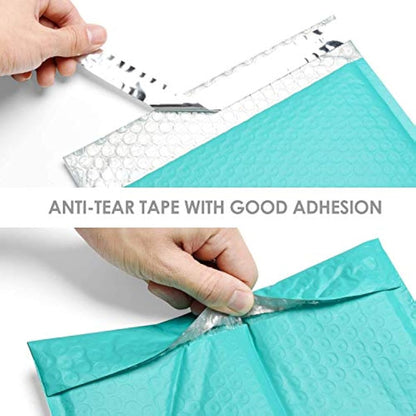 Switory 25pcs Poly Bubble Mailers A4 Padded Envelopes Bubble Envelopes Package Bags Lined Poly Mailer Self Seal Teal, 21.6cmx28cm