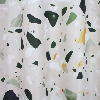 EurCross Green Shower Curtains Mould proof resistant, Washable Weighted Fabric Wet Room Shower Curtain with Terrazzo Pattern 180 x 180 cm Drop
