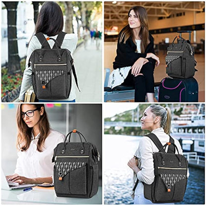 RJEU Backpack, School Backpack for Uni Leisure Job, Beautiful and Sophisticated Daypack with Laptop Compartment & Anti Theft Pocket, Waterproof Backpack Gifts for Mum Girl For Birthday, Hy58-black
