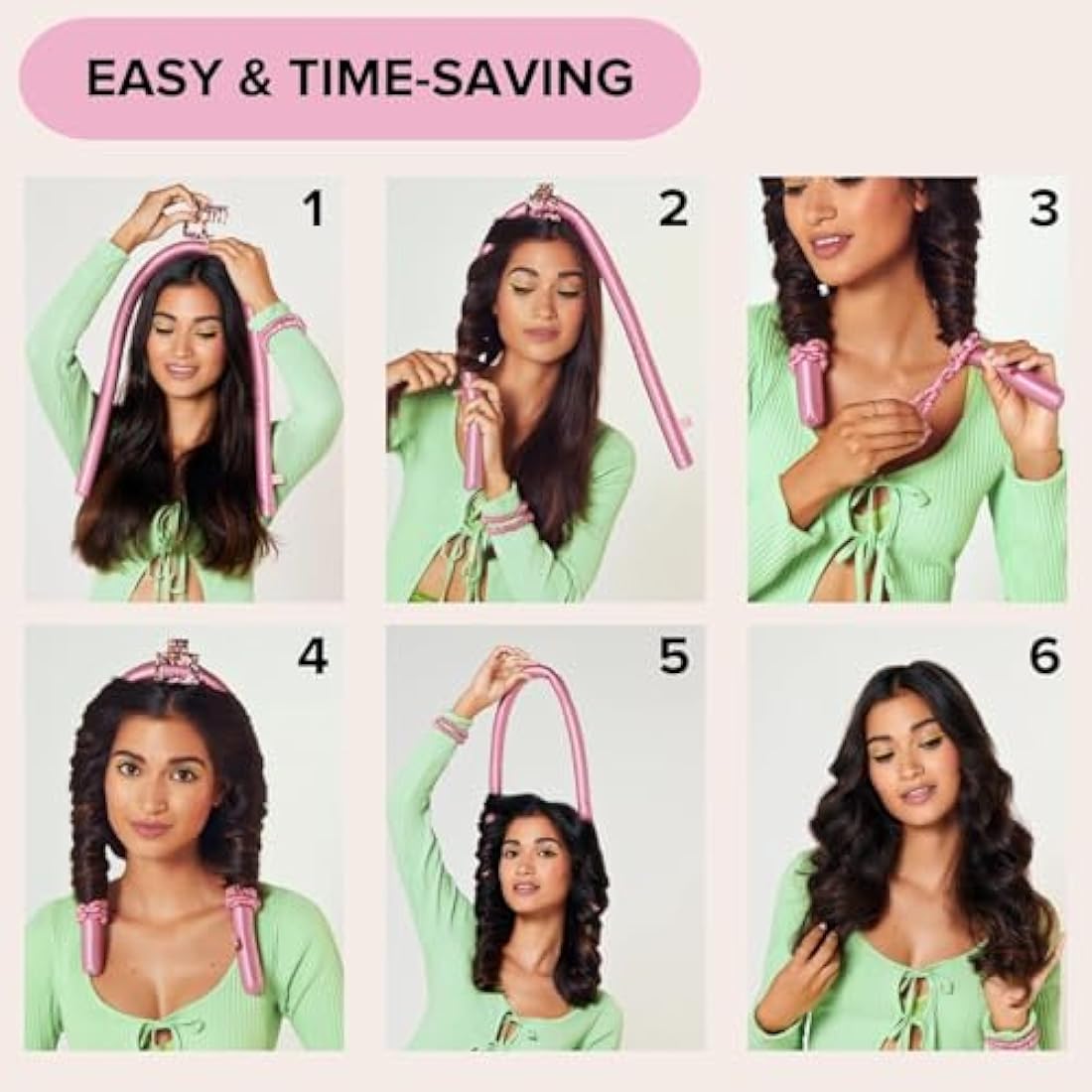 SILKE Heatless Curlers Headband | 100% Luxurious Heatless Curls | Silk Curlers No Heat - Big Bounce, No Effort | Silk Heatless Curler | Easy & Effortless - No Heat (Pink)
