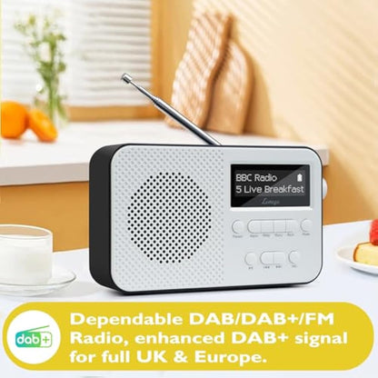 DAB Radio with Bluetooth | Digital Radios Mains and Battery | Rechargeable Battery 15HR Playback | Alarm Clock | FM Radio,40 Presets,Headphone Jack | Bluetooth 5.3 I LEMEGA PR2-Max Black