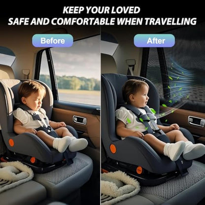PEMOTech Car Window Shades for Baby 2 Pack - Stretchable & Breathable Spandex Car Sun Shade for Baby - UV Sun & Mosquito Protection for Babies/Kids/Adults/Pets - 39.8" x27.2" Fits 99% Cars