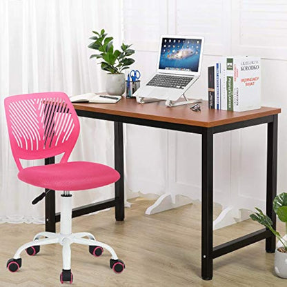 Homy Casa Desk Chair Adjustable Swivel Office Chair Fabric Seat Ergonomic Task Chair without Armrest, Pink