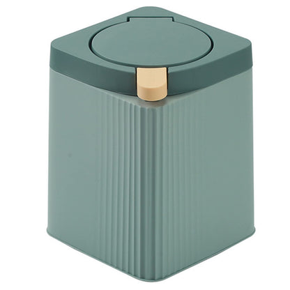 Zhongren Small Waste Paper Bin with Push Lid Kitchen Bathroom Living Bins Recycling Square Office Wastebasket Dustbin Home Bedroom Trash Can Garbage