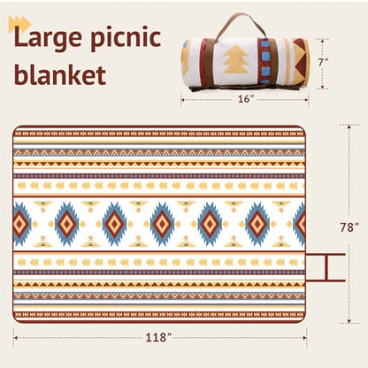 LARUTAN Extra Large Waterproof Picnic blanket 200x300cm, Foldable Beach blanket with Carry Handle, Beach Mat Cosy and Washable, for Family Holiday,