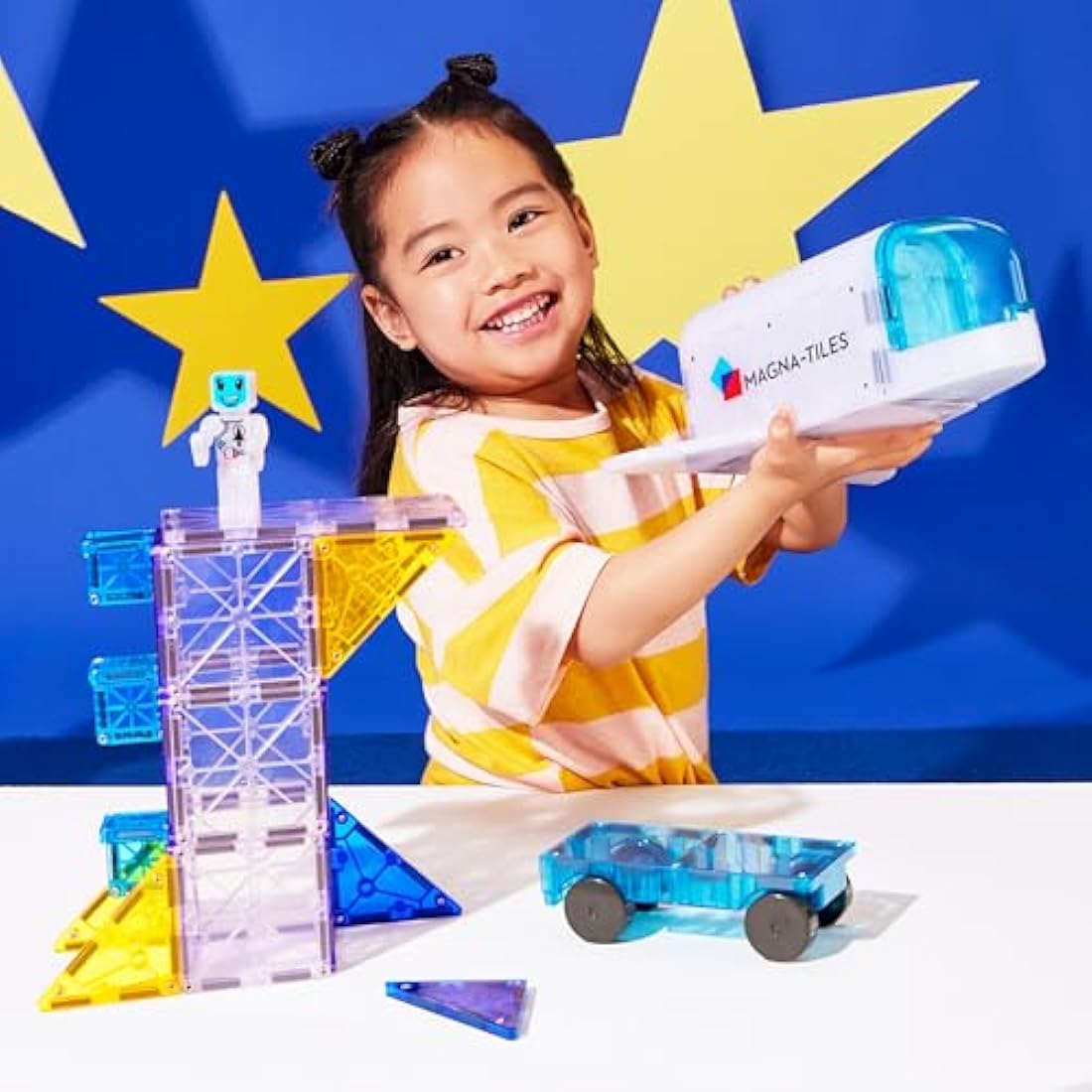 Magna-Tiles Space 32-Piece Magnetic Construction Set, The Original Magnetic Building Brand