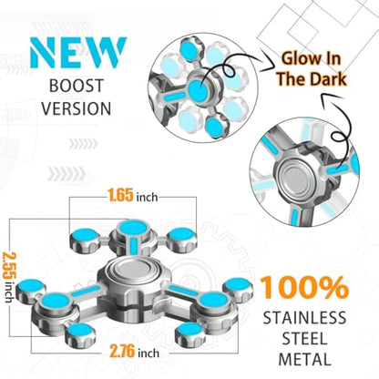Gear Fidget Spinner Toy for Kids Adults, Light Up in The Dark Finger Gyro for 4 5 6 7 8 9 10 11 12 Years Old Boys, Stress Relief Desk Toy Novlety Cool Gadget for Boys Age 4-12