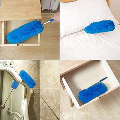 Feather Duster,Duster Extendable for Cleaning with Telescoping Extension Pole Extendable Duster for Cleaning High Ceiling Fan,Blinds, Baseboards,Cars(Blue)