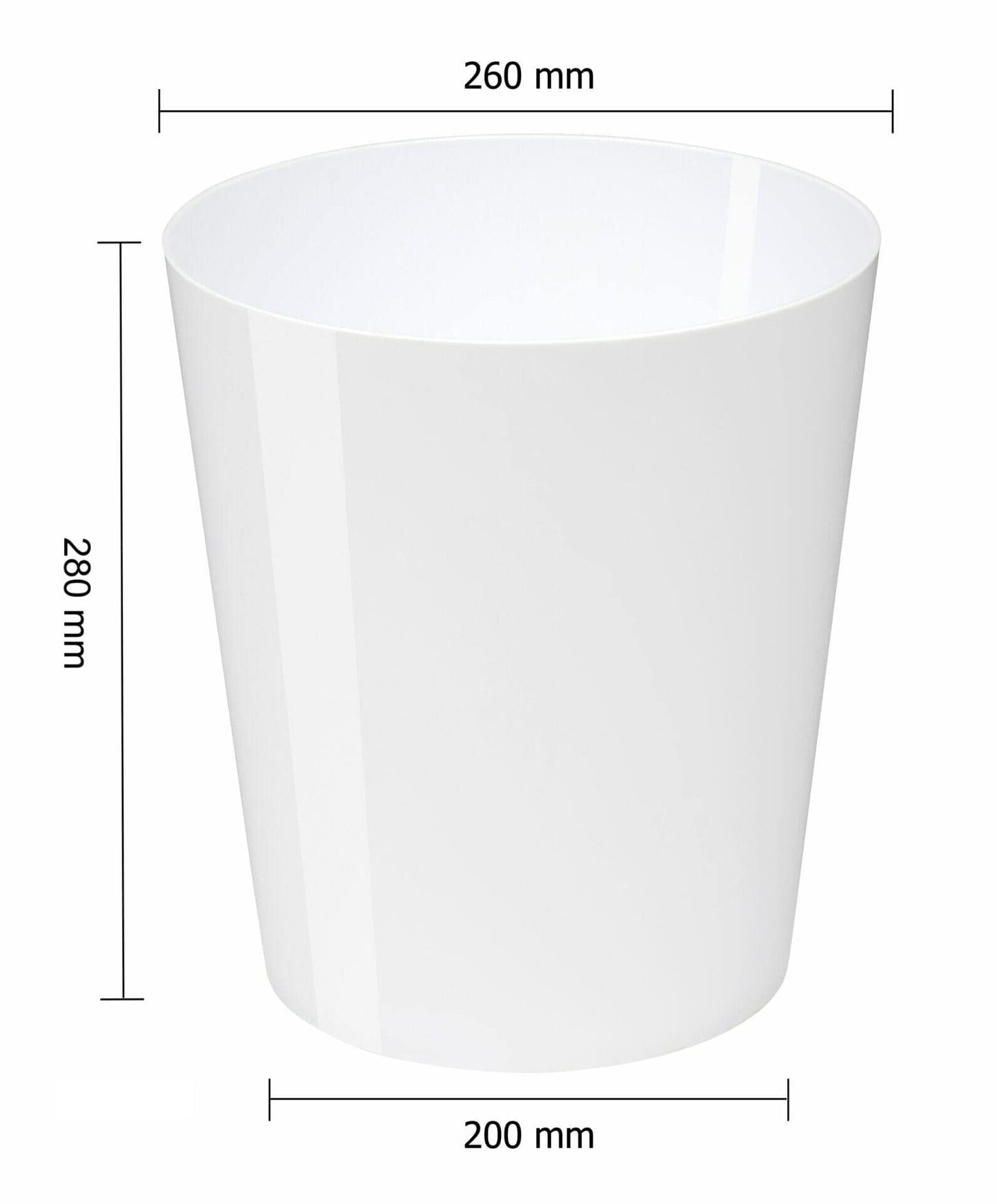 Osco 12 L White Hi-Gloss Plastic Waste Bin, Compact Durable Rubbish Bin for Bathroom, Kitchen, Office & Bedroom, Easy-Clean Strong Plastic Bin