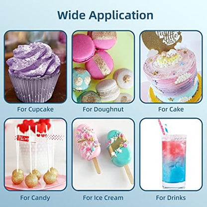Luster Dust Edible Set - 12 Colours Food Grade Edible Shimmer Dust Powder for Cake Decorating, Baking, Drinks, Fondant, Icing - Edible Glitter Metallic Dusting Powder for Candy, Cookie,Paint - 5g Each