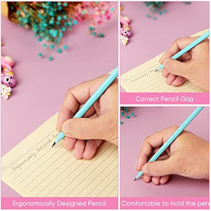 yuechen 30 Cartoon Pencils for Children,Funky Pencils with Toppers,Triangle Cute Animal Pencil,Party Favours Bags Fillers for Kids Birthday Gift For Boy Girl