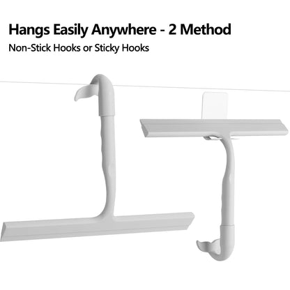 Shower Squeegee for Glass Doors, 25cm All-in-One-Piece Silicone Squeegee with Built-in Hook,Streak-Free Cleaning for Shower Doors