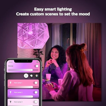 Philips Hue White & Colour Ambiance Smart Bulb 4 Pack LED [B22] with Bluetooth - 570 Lm 2700K and 806 lm 4000K