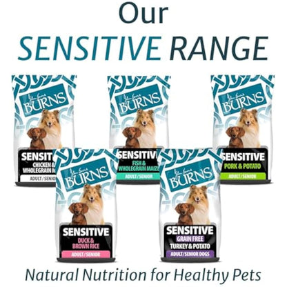 Burns Pet Nutrition Hypoallergenic Complete Dry Dog Food Adult and Senior Dog Sensitive with Duck and Brown Rice 12 kg