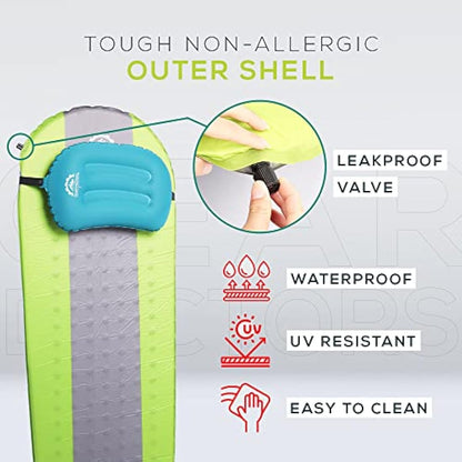 Gear Doctors - Self Inflating Sleeping Pad - 4.3 R Four Season Camping pad-1.5 Inch Thick Air Foam Hybrid- Perfect Size Mattress for Camping Backpacking Travel with Insulation for Cold Winters