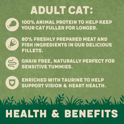 Harringtons Complete Wet Pouch Grain Free Hypoallergenic Adult Cat Food Mixed in Jelly Pack 72x85g - Beef, Chicken, Salmon & Tuna- Making Mealtimes Meatier