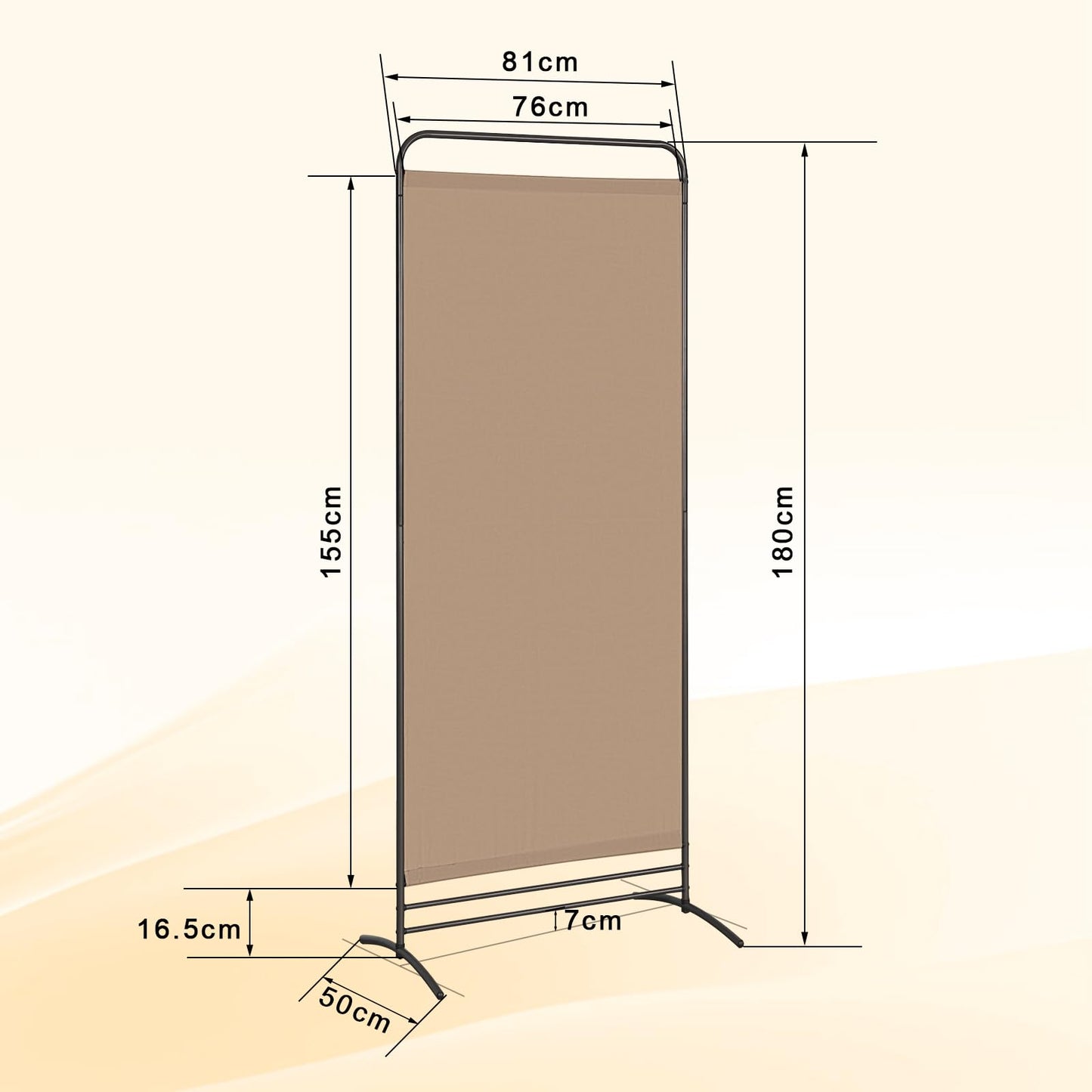 Angel Living 1 Panel Room Divider, Privacy Screen Composed of Polyester Fabric and Sturdy Iron Frame