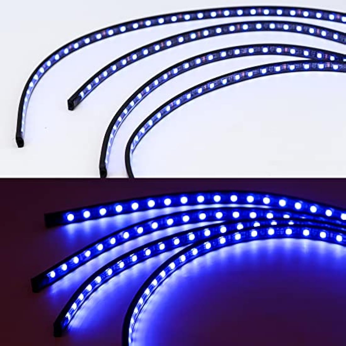 GDICONIC 4x RGB LED Under Car Tube Strip Underglow body Neon Light Kit Phone App Control RGB LED Strips Bluetooth Car Atmosphere Lights