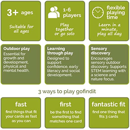 gofindit too The original outdoor nature scavenger hunt card game for kids and families Age 3+ Travel pocket game (Original)