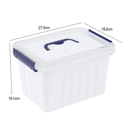 Ortodayes 4 Pack Clear Latch Box with Handle, 6 L Clear Lidded Storage Box Set