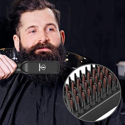Ceenwes 3 in 1 Professional Beard Straightener with Beard Oil & Balm, Portable Hair Straightener Brush for Men & Women
