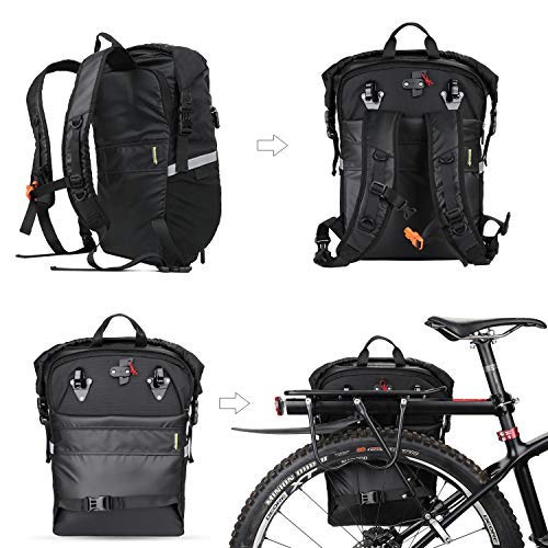 Rhinowalk Bike Bag Waterproof Pannier Backpack Convertible - 2 in 1 Bicycle Saddle Bag Shoulder Bag Laptop Pannier Professional Cycling