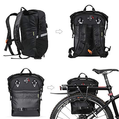 Rhinowalk Bike Bag Waterproof Pannier Backpack Convertible - 2 in 1 Bicycle Saddle Bag Shoulder Bag Laptop Pannier Professional Cycling