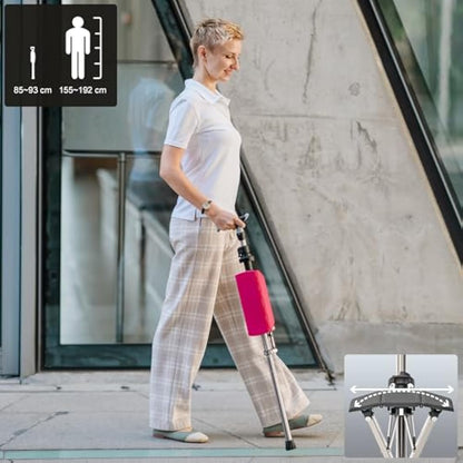 Ta-Da Chair PRO - Walking Stick with Seat, Ultra-Light Aluminium Frame & Sturdy Foldable Stool (up to 120kg), Collapsable Folding Design, Ideal for Travel & Sightseeing - Black, Adjustable