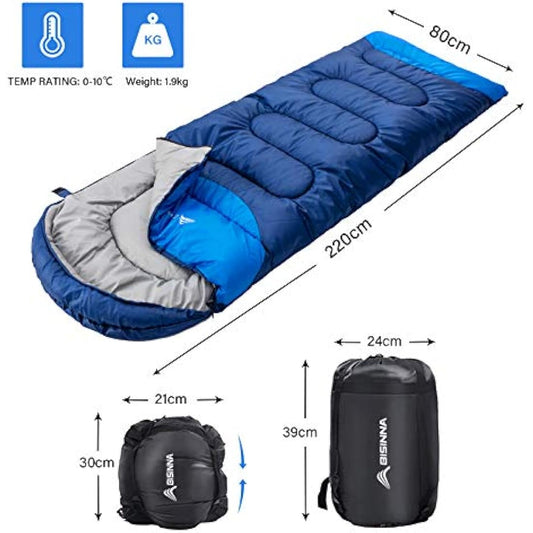 BISINNA Sleeping Bag with Pillow - 4 Season Lightweight Waterproof Warm Sleeping Bag with a compression sack for Adults, Women, Men's Outdoors Camping, Hiking, Backpacking