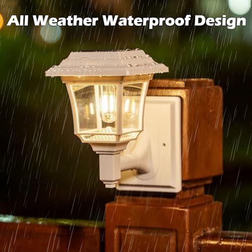 LeiDrail Solar Fence Lights, 4 Pack Solar Lights Outdoor Garden LED Solar Powered Outdoor Wall Fence Lights Waterproof Decor for Patio Yard Warm/Cold White
