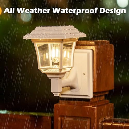 LeiDrail Solar Fence Lights, 4 Pack Solar Lights Outdoor Garden LED Solar Powered Outdoor Wall Fence Lights Waterproof Decor for Patio Yard Warm/Cold White
